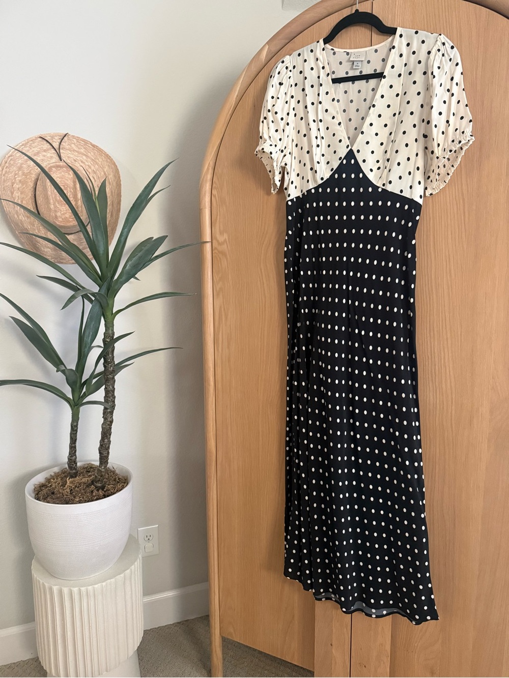 a new day Black & Cream Polka Dot Two-Tone Maxi Dress